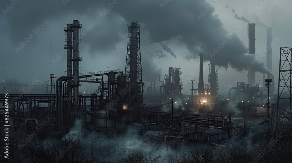  Industrial Pollution: Ultra-Realistic Scene of a Polluted Factory