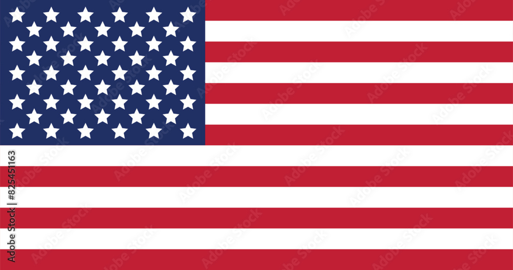 Obraz premium United States Flag USA flag flat style Symbol of America Red White blue Stripes and stars