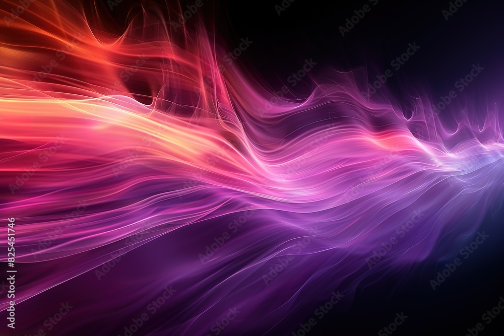 A colorful, wavy line of light that is purple and orange
