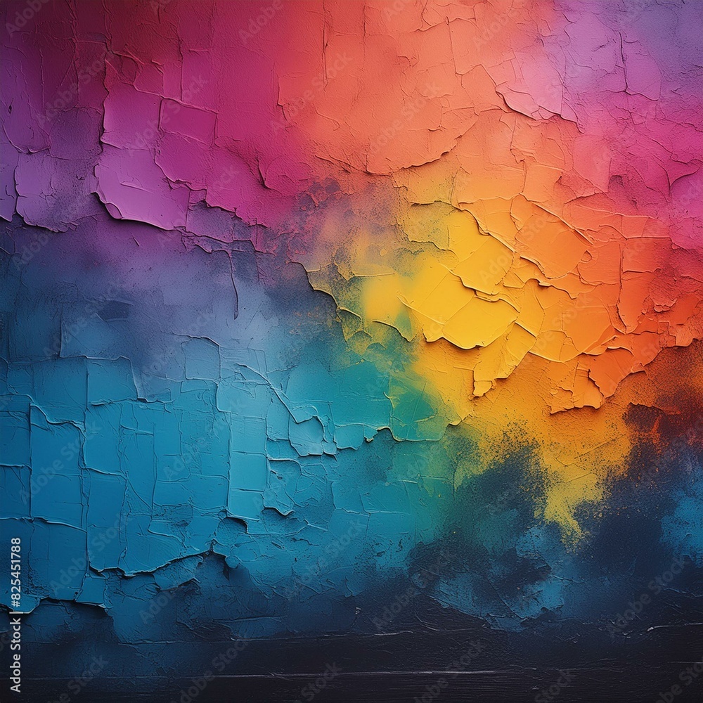 background of a painted wall with rainbow colors and texture