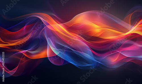 A digital artwork of colorful flowing waves on a dark background. Generate Ai