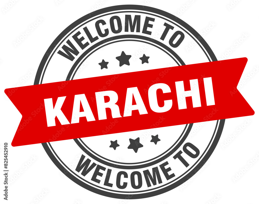 Fototapeta premium Welcome to Karachi stamp. Karachi round sign