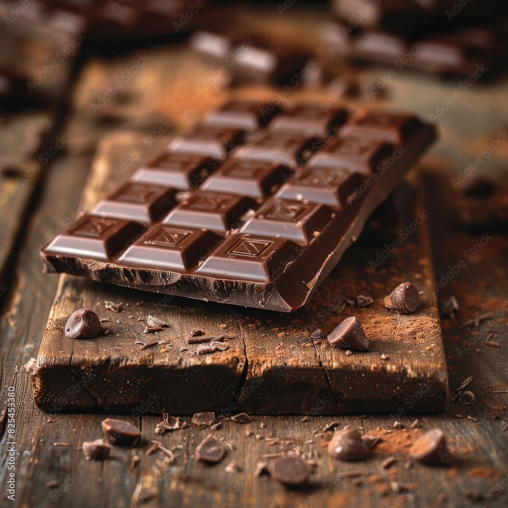 Chocolate Bar on Wooden Table