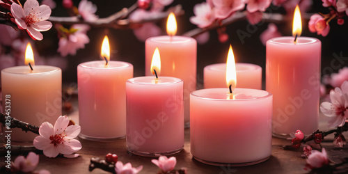 romantic scene. candles and flowers
