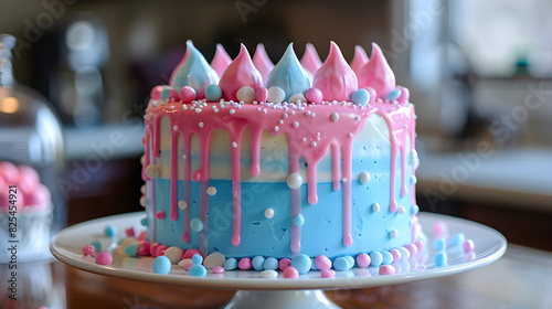 Pastel celebration delight, gender reveal  cake idea.