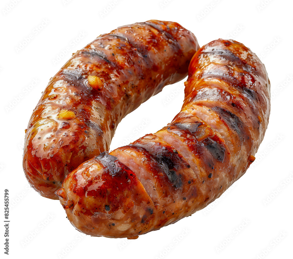 Glazed barbecue sausage with spicy seasoning, cut out - stock png. Glazed barbecue sausage with spicy seasoning, cut out - stock png.