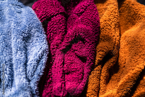 Colorful warm clothing Texture Close-up photo