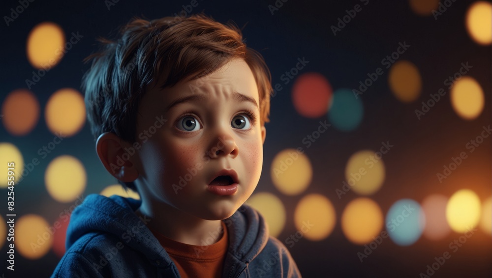 Cute Cartoon Character of a Shocked Kid Against a Bright Color Background. Cute Cartoon Character of a Shocked Kid Against a Bright Color Background.