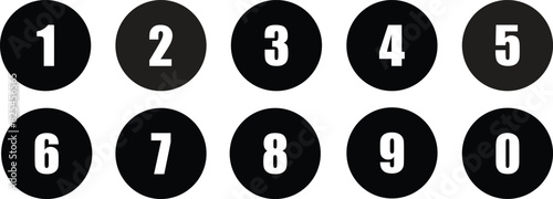 Round numbers from 0 to 9 for education . Number bullet icon vector. Numbers set