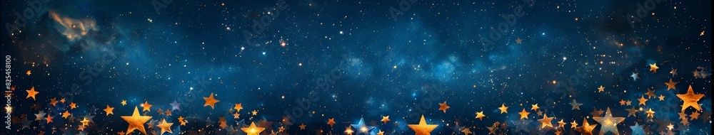 Fototapeta premium Blue Background With Gold Stars