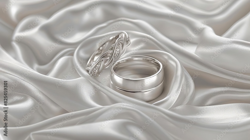 Luxurious Wedding Rings on Soft Satin Bed for Timeless Elegance Luxurious Wedding Rings on Soft Satin Bed for Timeless Elegance