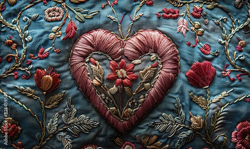 Wallpaper Mural Beautifully embroidered vintage textile with a love heart. Torontodigital.ca