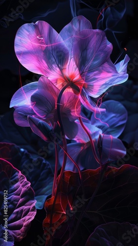 Lebanese cyclamen flower, in swirling swirls, dreamlike installations photo