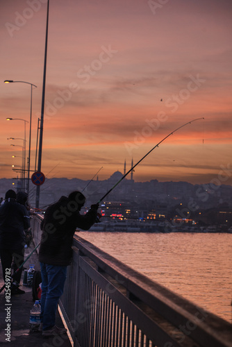 Sky Ablaze, Lines Cast: Galata Bridge at Sunset photo