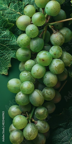 Cluster of Green Grapes Hanging From Vine