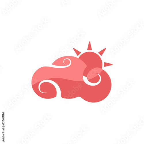 Set of clouds in Japanese style vector. Red clouds in the sky icon. A collection of Chinese traditional luxury clouds. Sunrise and sunset vector. Weather conditions. Vector illustration.