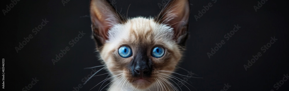 Close Up of Siamese Cat With Blue Eyes