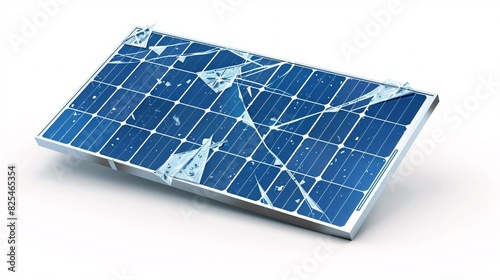 Broken Solar Panel with Cracks and Damages -Generative AI