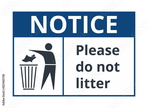 Warning notice to not litter symbol
