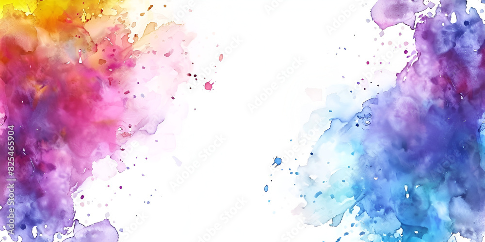 abstract colourful background, Soft and dreamy water colour inspired paint splashes on a white background AI generated, Abstract watercolor creative background, Colorful powder explosion on white back
