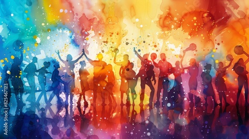 Festive watercolor  depicting celebratory event