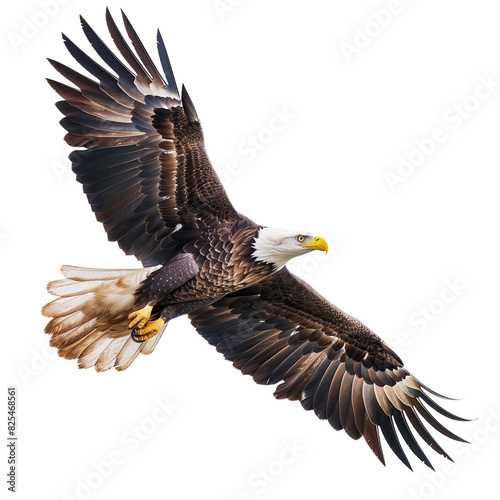 American bald eagle flying  isolated on transparent background  cut out