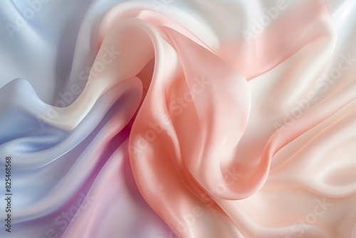 Luxurious and high-resolution image of satin fabric in soft pastel colors, creating gentle waves that evoke a sense of calmness and elegance suitable for background use