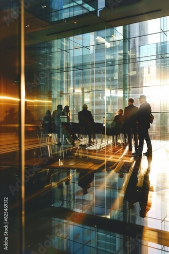 A group of people are standing in front of a glass wall © Cloudyew