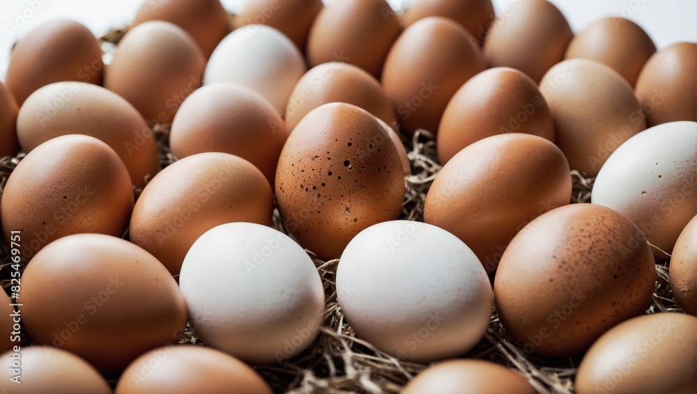 Farm-Fresh Eggs in Brown Shells, Isolated on White Background Farm-Fresh Eggs in Brown Shells, Isolated on White Background