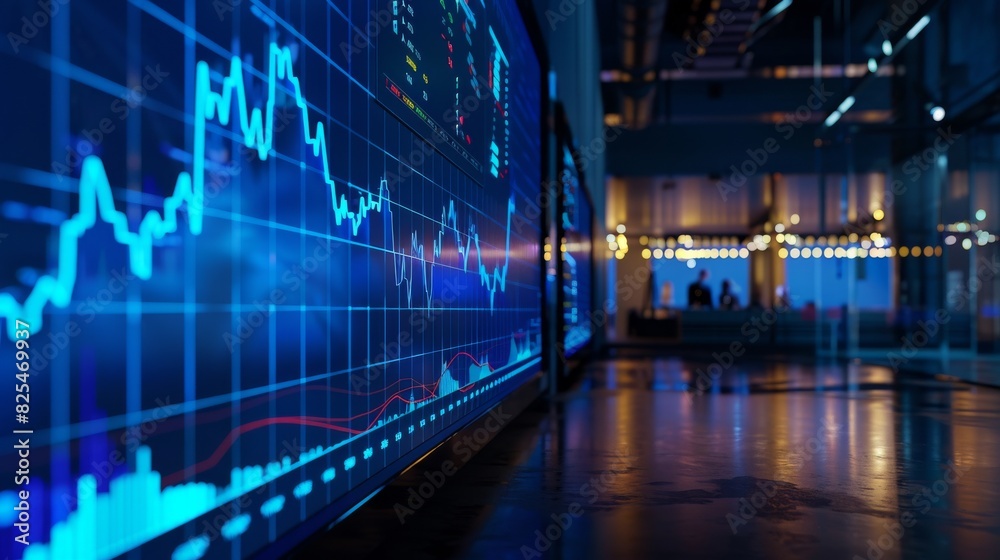 Stock market data analysis in a modern office