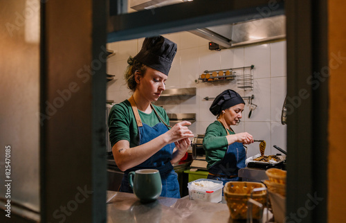 Culinary arts in Georgian cuisine preparation. photo