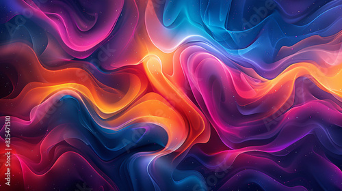 An abstract colorful background with swirling shapes and gradients, blending seamlessly to form a harmonious and energetic visual photo