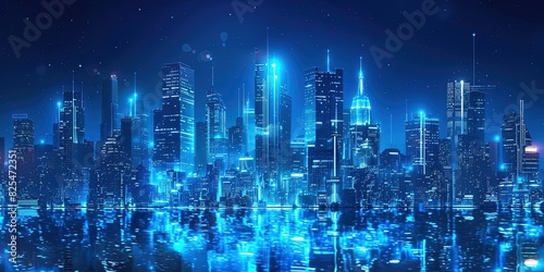 Wallpaper Mural Blue neon light background of a city Torontodigital.ca