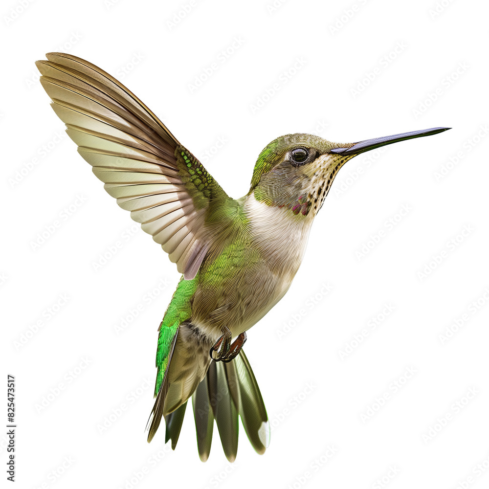 Fototapeta premium Hummingbird in flight isolated on transparent background, cut out