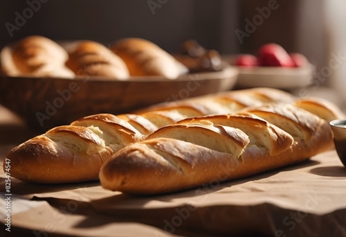 there are breads that are ready to be eaten on the table photo