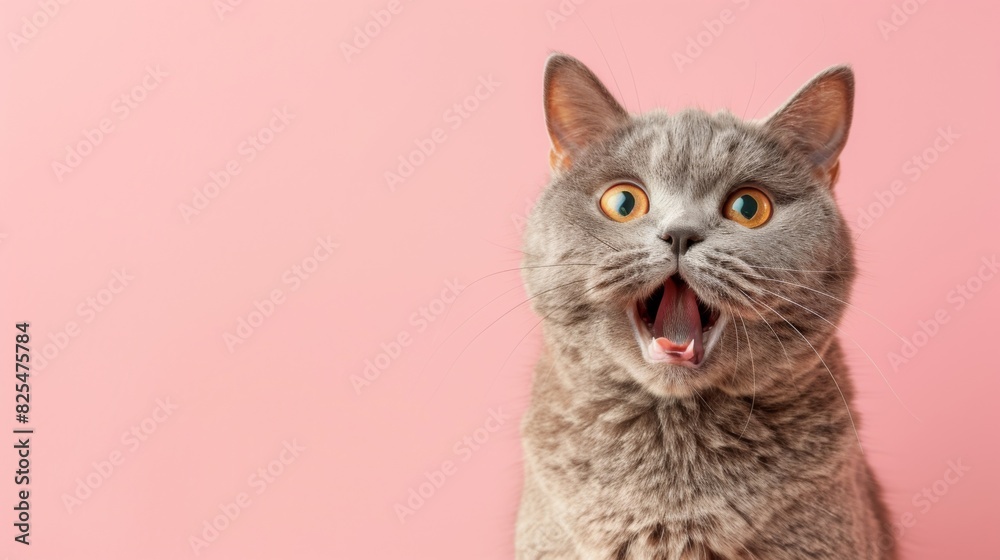 A cute surprised cat over plain background A cute surprised cat over plain background