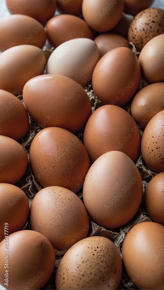 Free-Range Brown Eggs, Presented on a White Surface Free-Range Brown Eggs, Presented on a White Surface