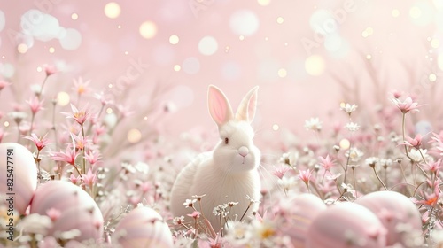 Beautiful background template of Easter holiday theme with bunny for poster presentation. © rabbit75_fot