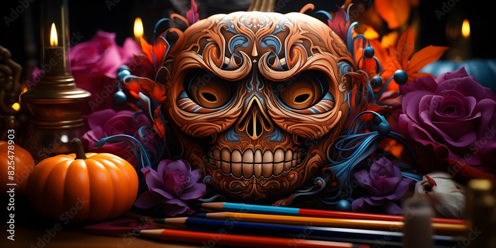 Obraz premium Halloween horror background in vivid colors
