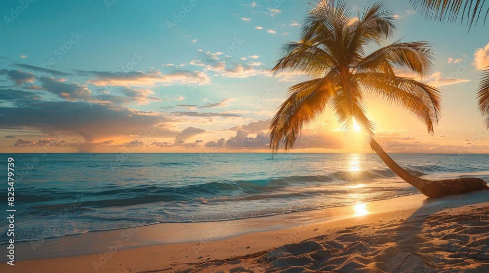 Palm Tree on Sandy Beach