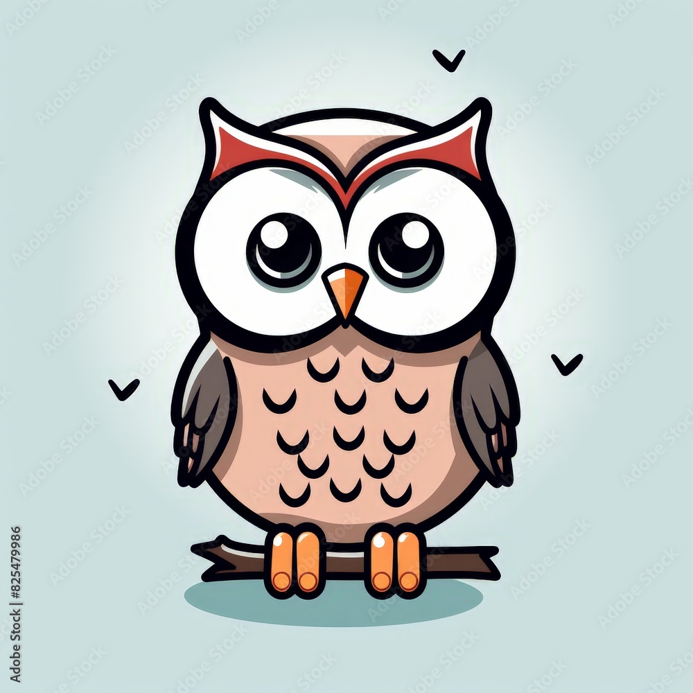 Illustration of a cute cartoon owl with big eyes and a friendly expression, sitting on a branch. Perfect for children's books, greeting cards and design projects. Illustration of a cute cartoon owl with big eyes and a friendly expression, sitting on a branch. Perfect for children's books, greeting cards and design projects.