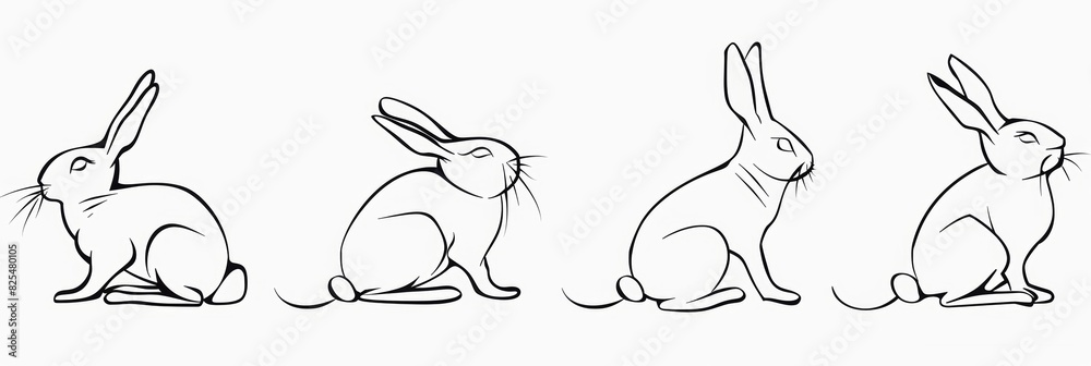 Line drawing of rabbit over white background. Line drawing of rabbit over white background.