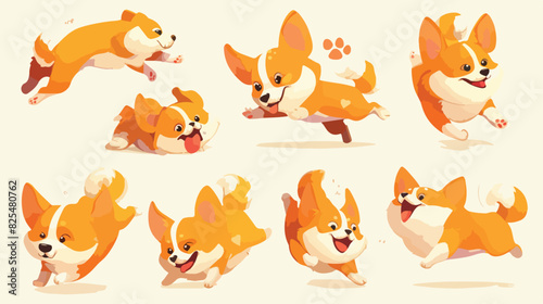 A little dog or a cute welsh corgi puppy jumps and