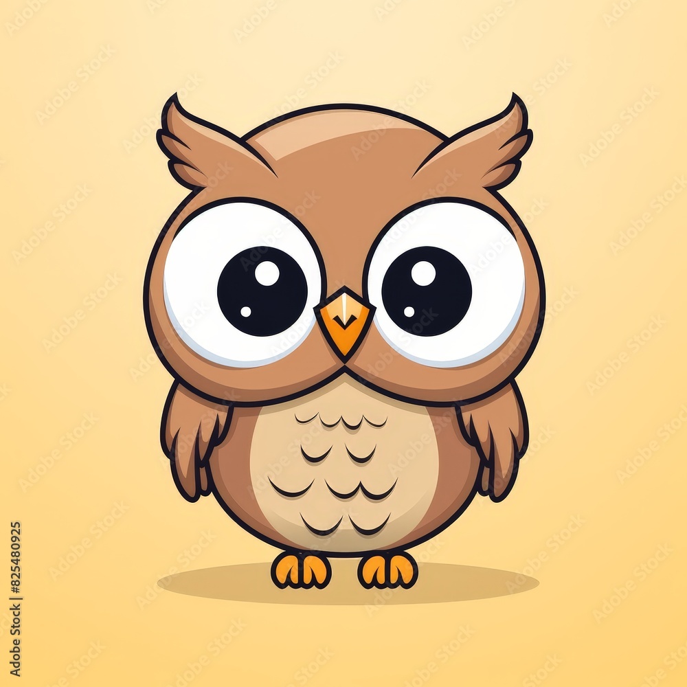 Cute cartoon owl illustration with big eyes and a friendly expression, perfect for children's books, greeting cards and design projects Cute cartoon owl illustration with big eyes and a friendly expression, perfect for children's books, greeting cards and design projects