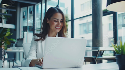 Woman Working on Laptop at Table