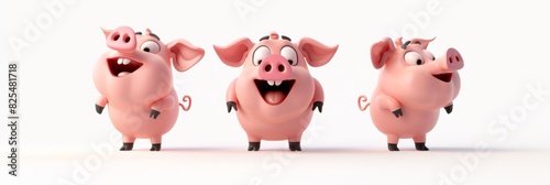 Pig. 3D rendering cute animal isolated over white background.