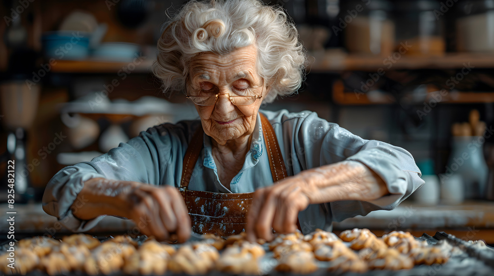 Elderly Woman Working in a Workshop with a Pile of Wood Pieces Elderly Woman Working in a Workshop with a Pile of Wood Pieces