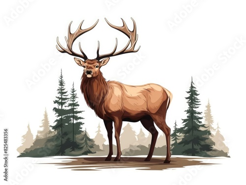 Elk illustration isolated on white background