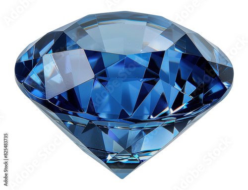 Brilliant blue gemstone with multifaceted, cut out - stock png.