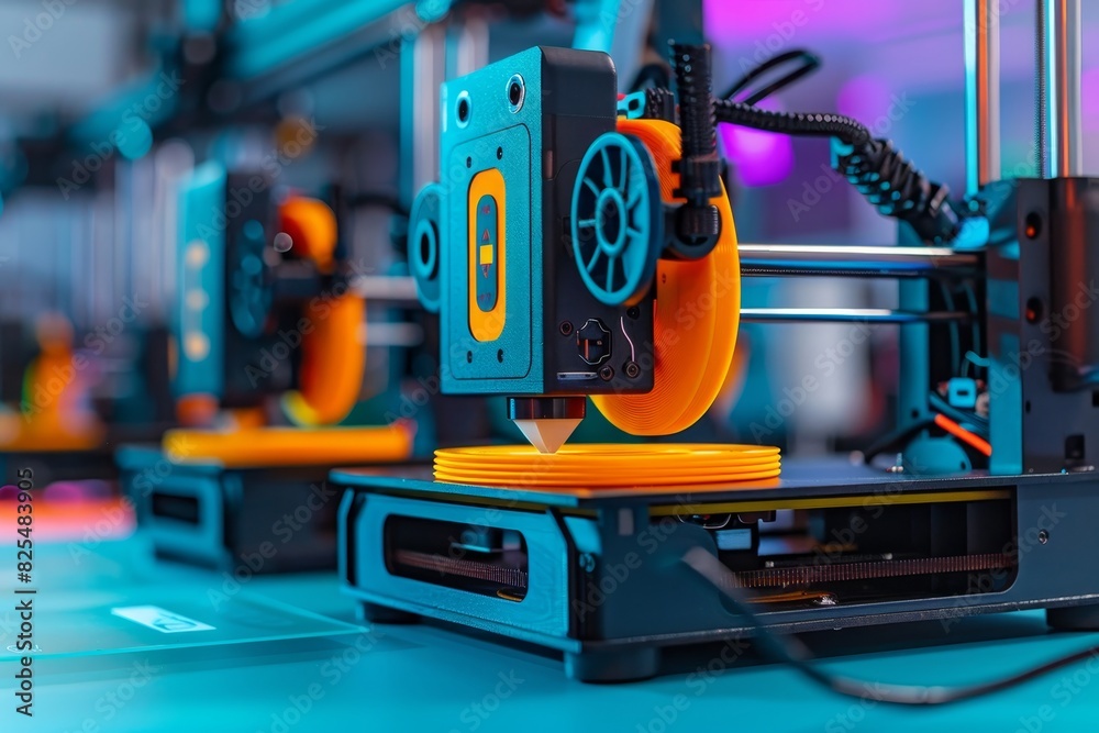 Precision manufacturing 3d printers crafting detailed components in laboratory setting Precision manufacturing 3d printers crafting detailed components in laboratory setting